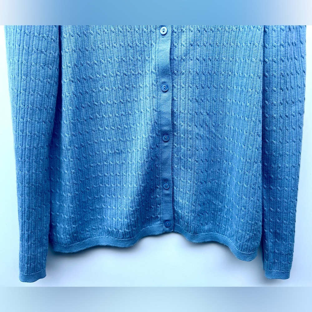 EUC Pendleton Merino Cable Knit Blue Textured Women's Cardigan Sweater, XL - Picture 4 of 12